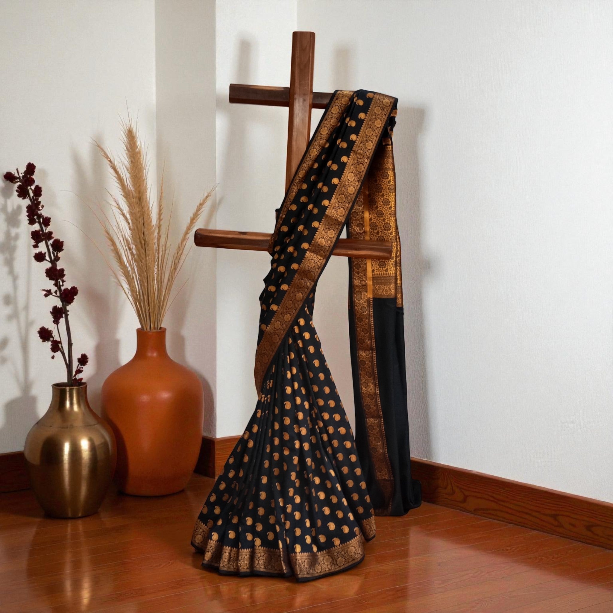 Black Buti Silk Saree