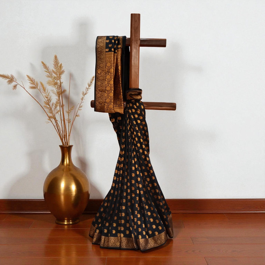 Black Buti Silk Saree