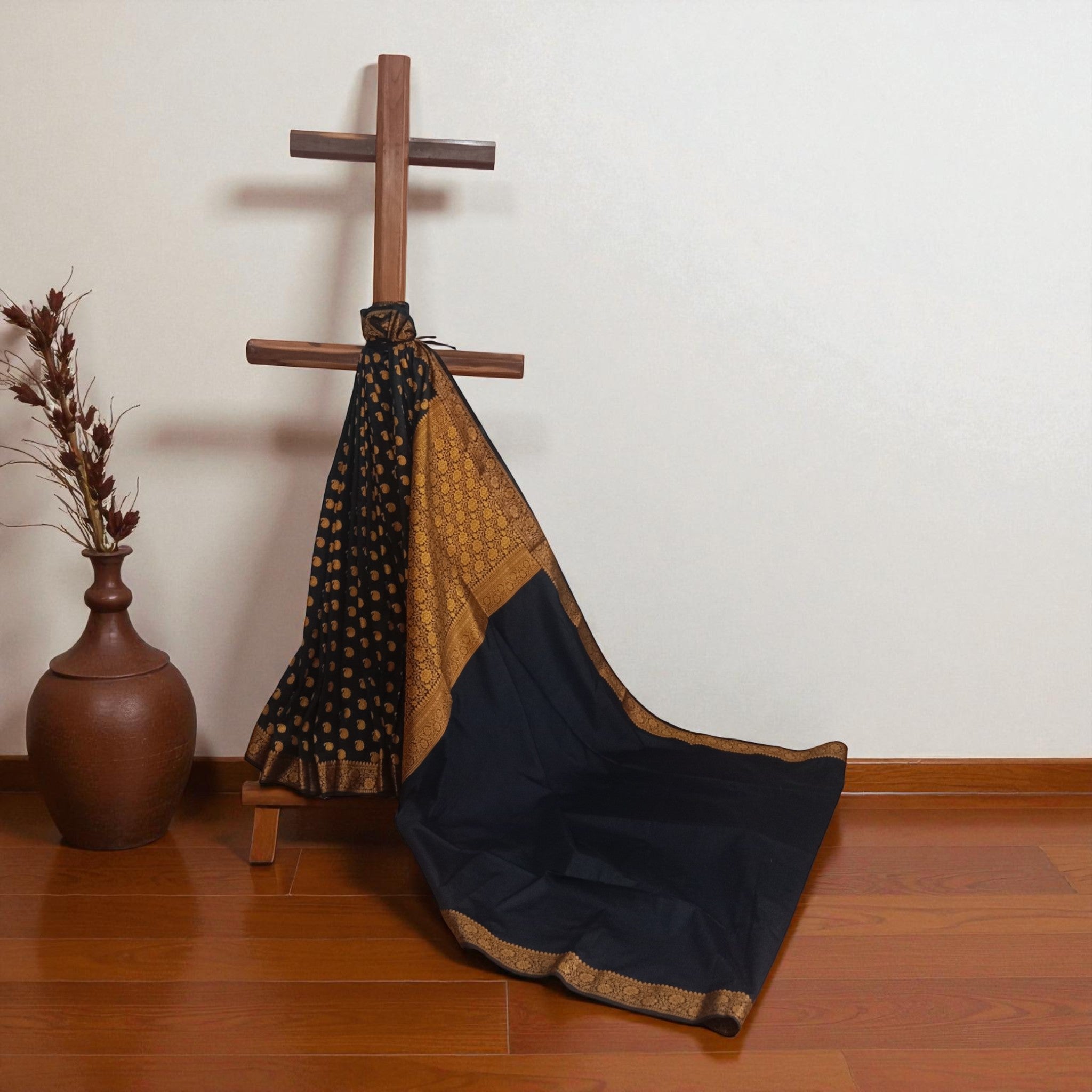 Black Buti Silk Saree