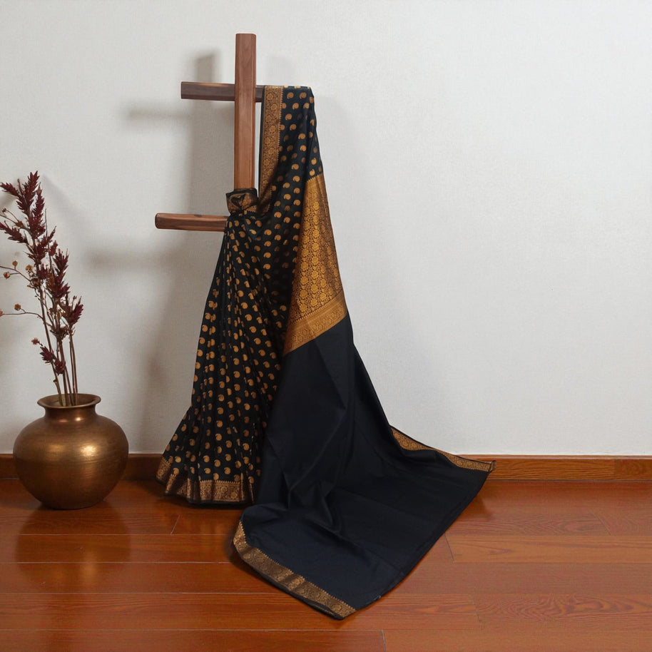 Black Buti Silk Saree