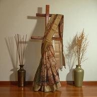 Golden Kalamkari Silk Saree