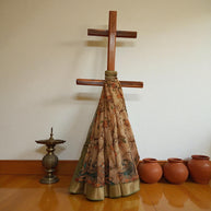 Golden Kalamkari Silk Saree