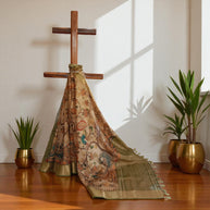 Golden Kalamkari Silk Saree
