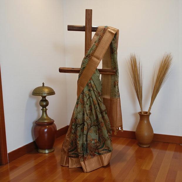 Green Kalamkari Silk Saree
