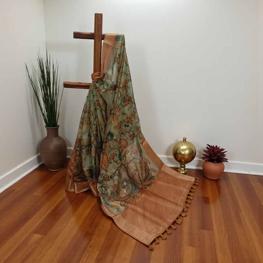 Green Kalamkari Silk Saree