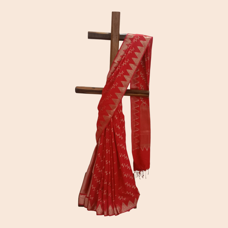 Red Golden Silk Saree