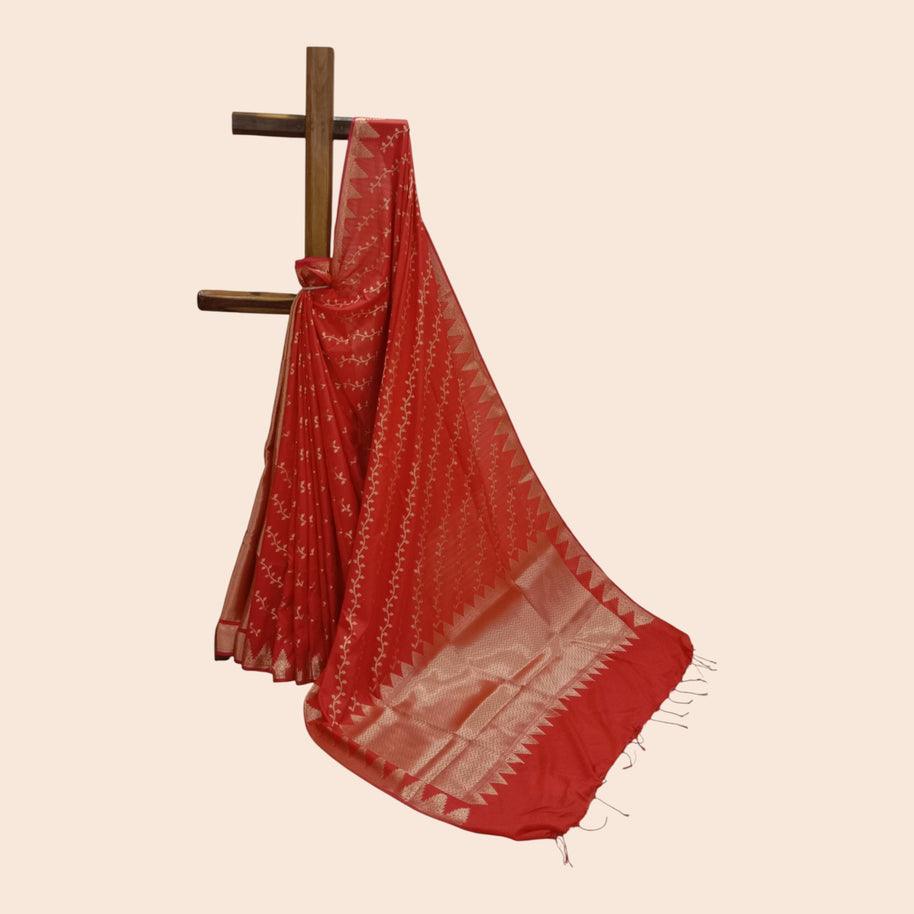 Red Golden Silk Saree