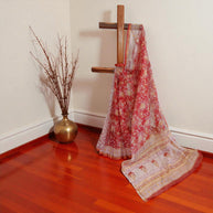 Red Yellow Handblock Kota Cotton Saree