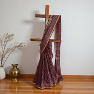 Brown Leaf Handblock Kota Cotton Saree