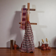 Offwhite Maroon Handblock Kota Cotton Saree