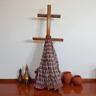 Offwhite Maroon Handblock Kota Cotton Saree