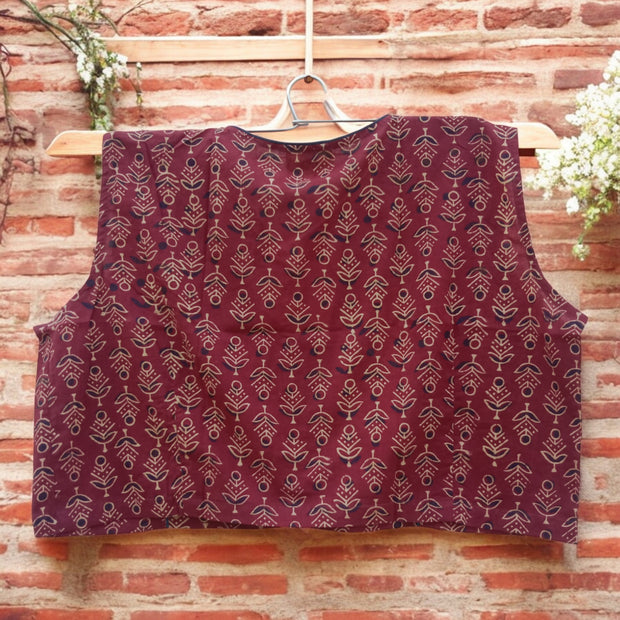 Purple Handblock Print Cotton Blouse