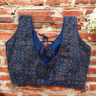 Dark Blue Ajrakh Modal Silk Blouse