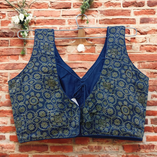 Blue Ajrakh Modal Silk Blouse