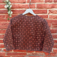 Maroon Red Handblock Print Cotton Blouse