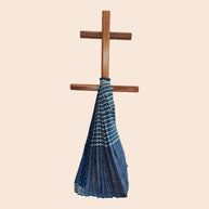 Blue White Stripe Handblock Print Cotton Saree