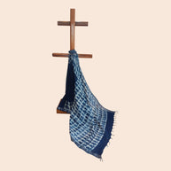 Blue Stripe Handblock Print Cotton Saree