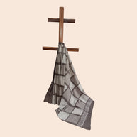 Grey White Check Handblock Cotton Saree