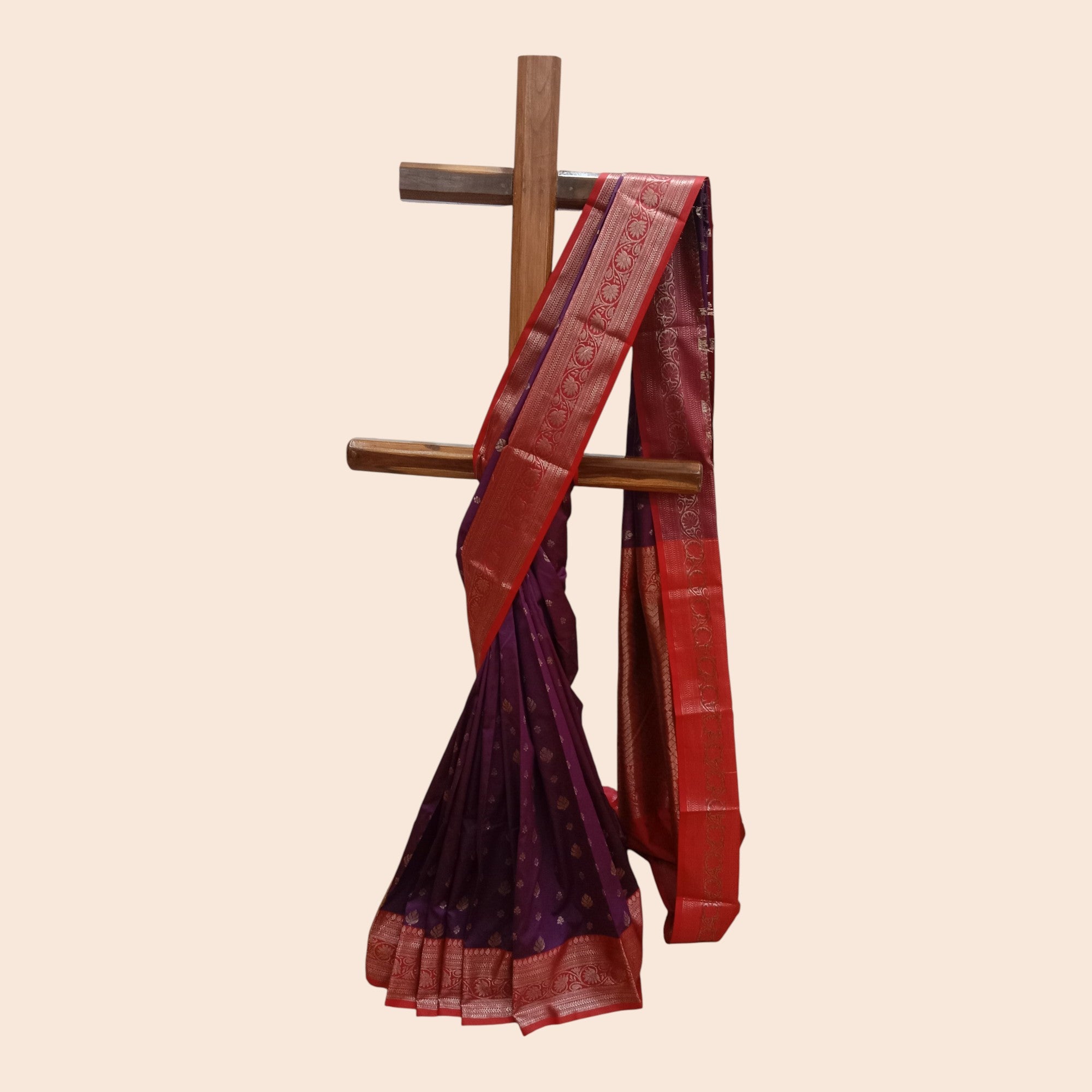 Purple Red Border Silk Saree