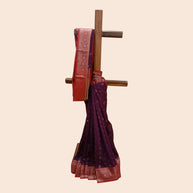 Purple Red Border Silk Saree