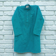 Teal Blue Chikankari Cotton Kurta