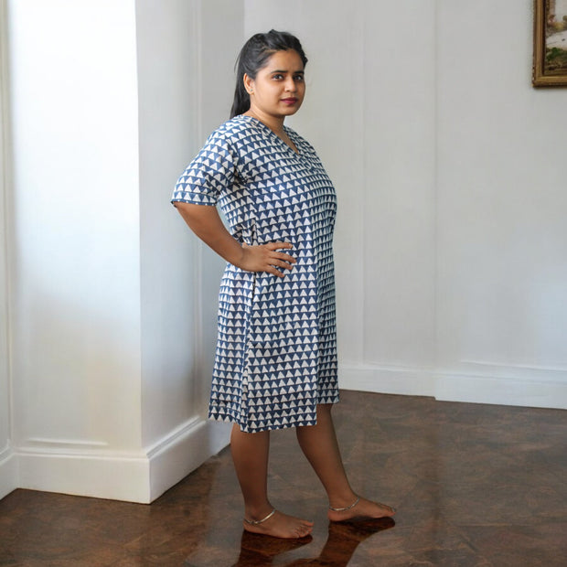 IndiCheck Handblock Cotton Short Dress