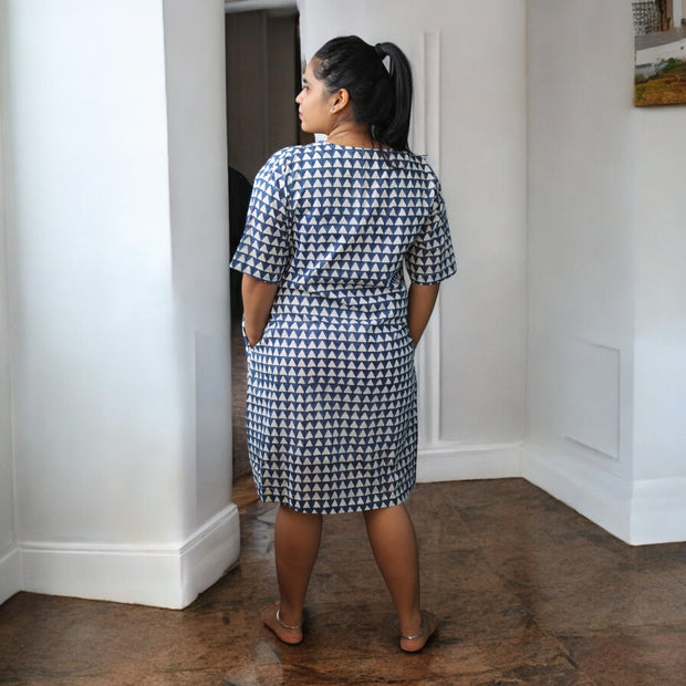 IndiCheck Handblock Cotton Short Dress