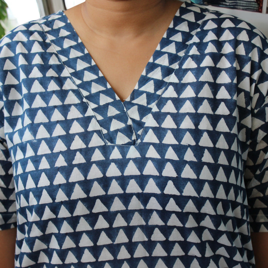 IndiCheck Handblock Cotton Short Dress