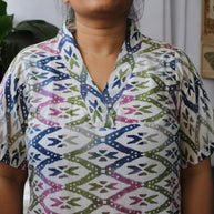 WhiteAura Handblock Cotton Short Dress