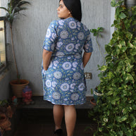 Blue Floral Handblock Cotton Shrug