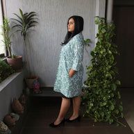 White Floral Handblock Cotton Shrug