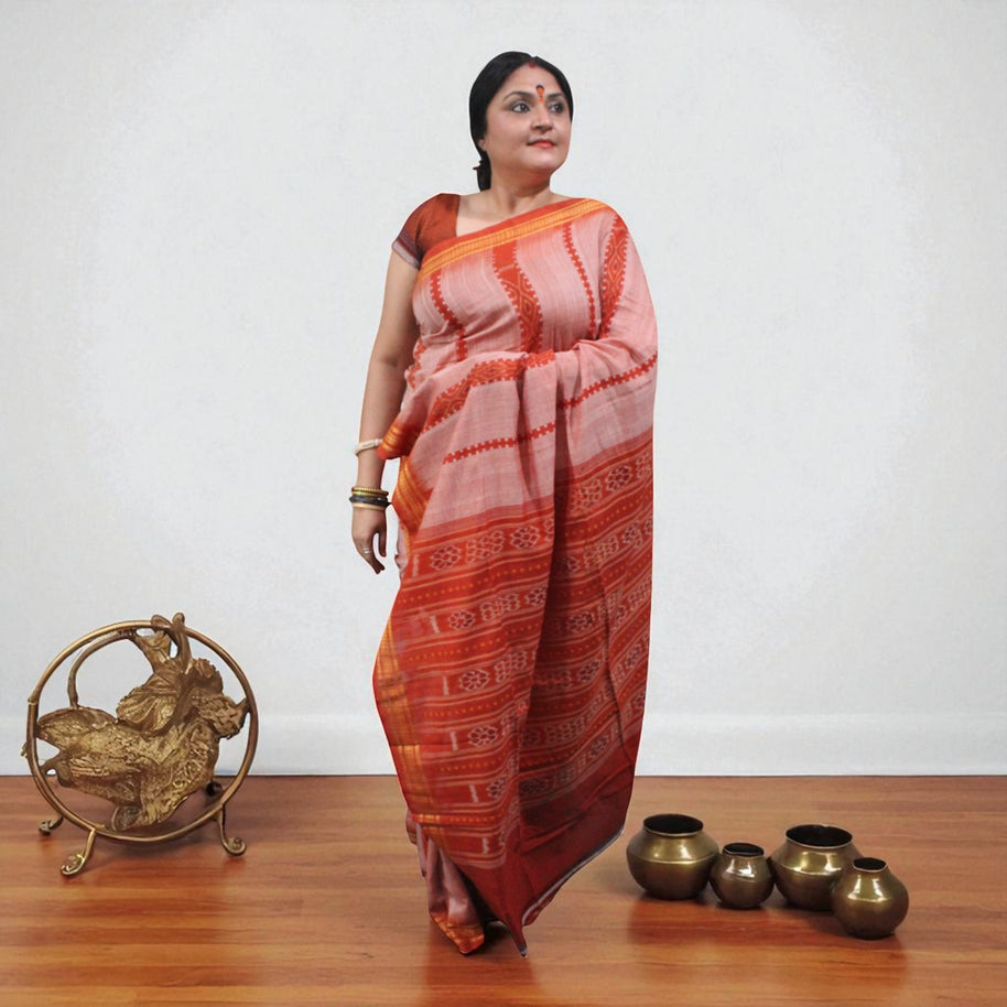 Traditional Handwoven Sambalpuri Cotton Saree