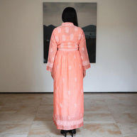 Peach Whispers Chikankari Jute Cotton Gown
