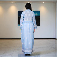 Blue Haze Chikankari Jute Cotton Gown