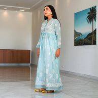 Chikankari Breeze Jute Cotton Gown