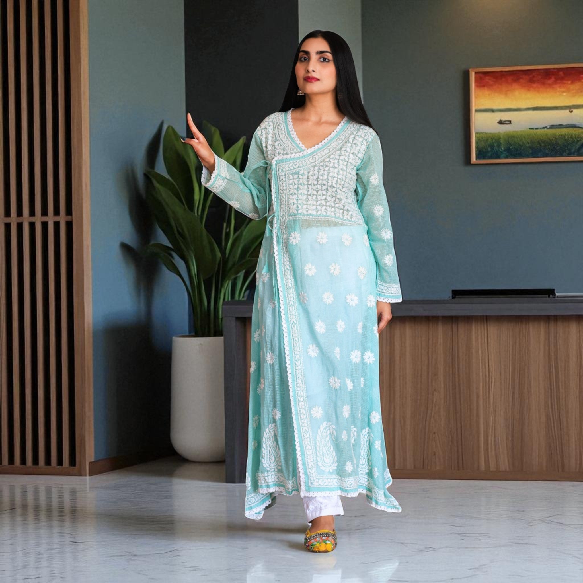 Mehkti Angrakha Cotton Kurta
