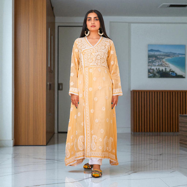 Sunehri Saaz Cotton Angrakha Kurta