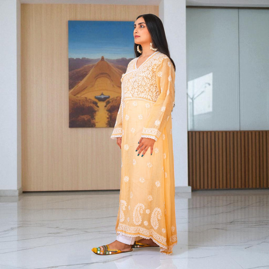 Sunehri Saaz Cotton Angrakha Kurta