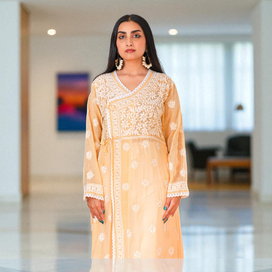 Sunehri Saaz Cotton Angrakha Kurta