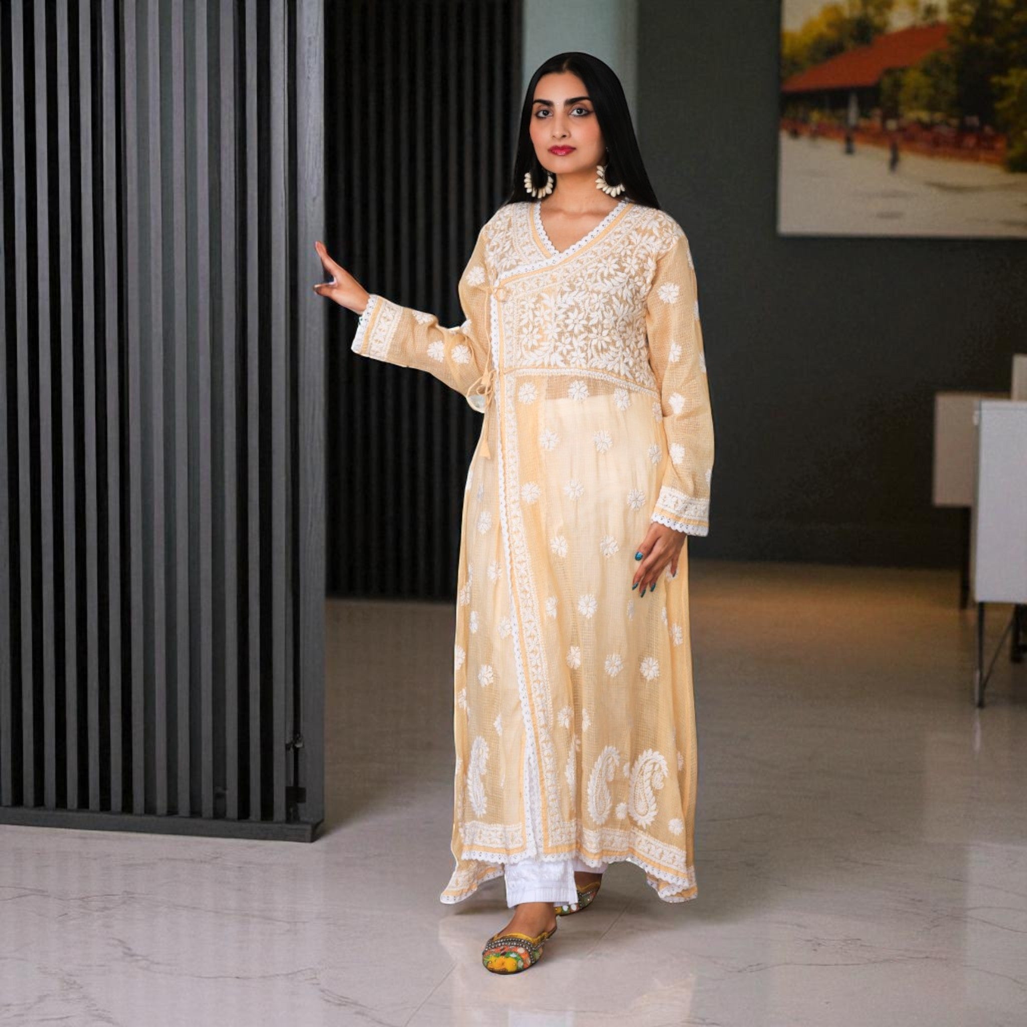 Sunehri Saaz Cotton Angrakha Kurta