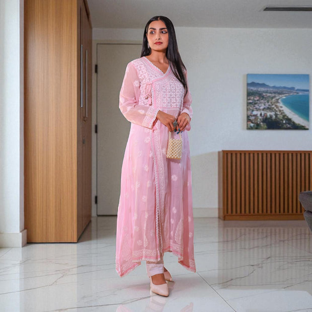 Noor-e-Gulab Cotton Angrakha Kurta
