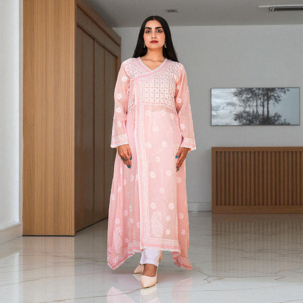 Noor-e-Gulab Cotton Angrakha Kurta