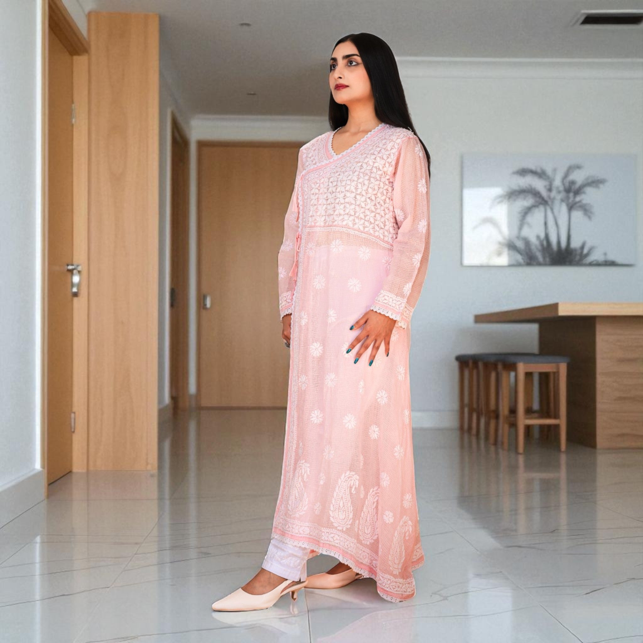 Noor-e-Gulab Cotton Angrakha Kurta