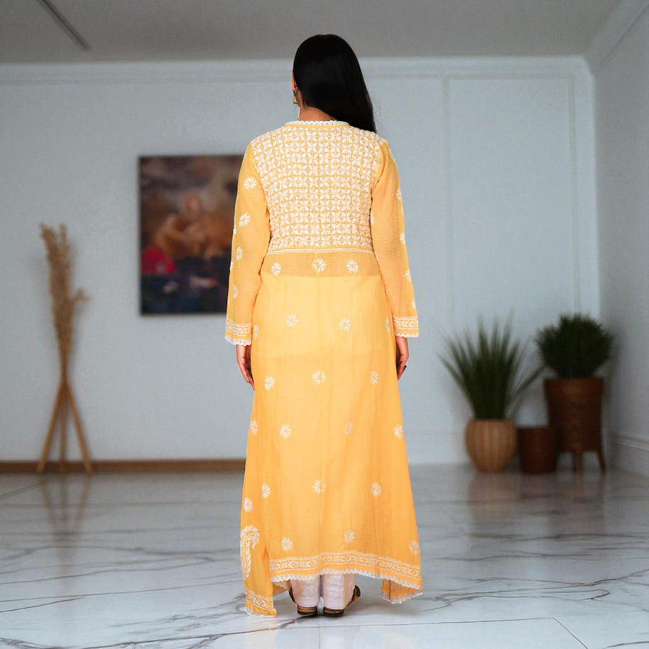 Mango Bloom Cotton Angrakha Kurta