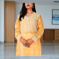 Mango Bloom Cotton Angrakha Kurta