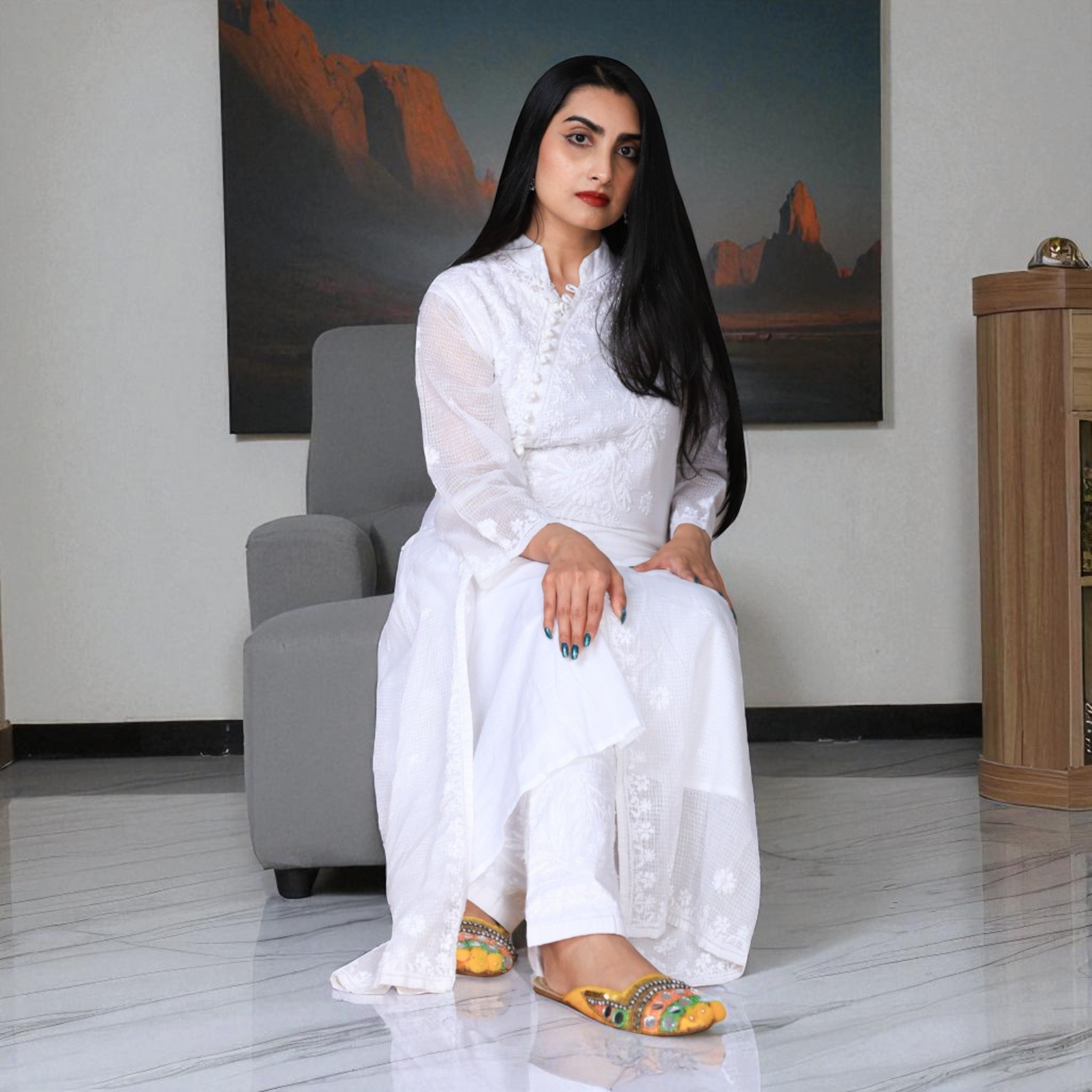 Noor Angrakha Cotton Kurta