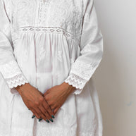 White Chikankari Cotton Short Kurti