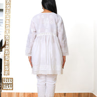 White Chikankari Cotton Short Kurti
