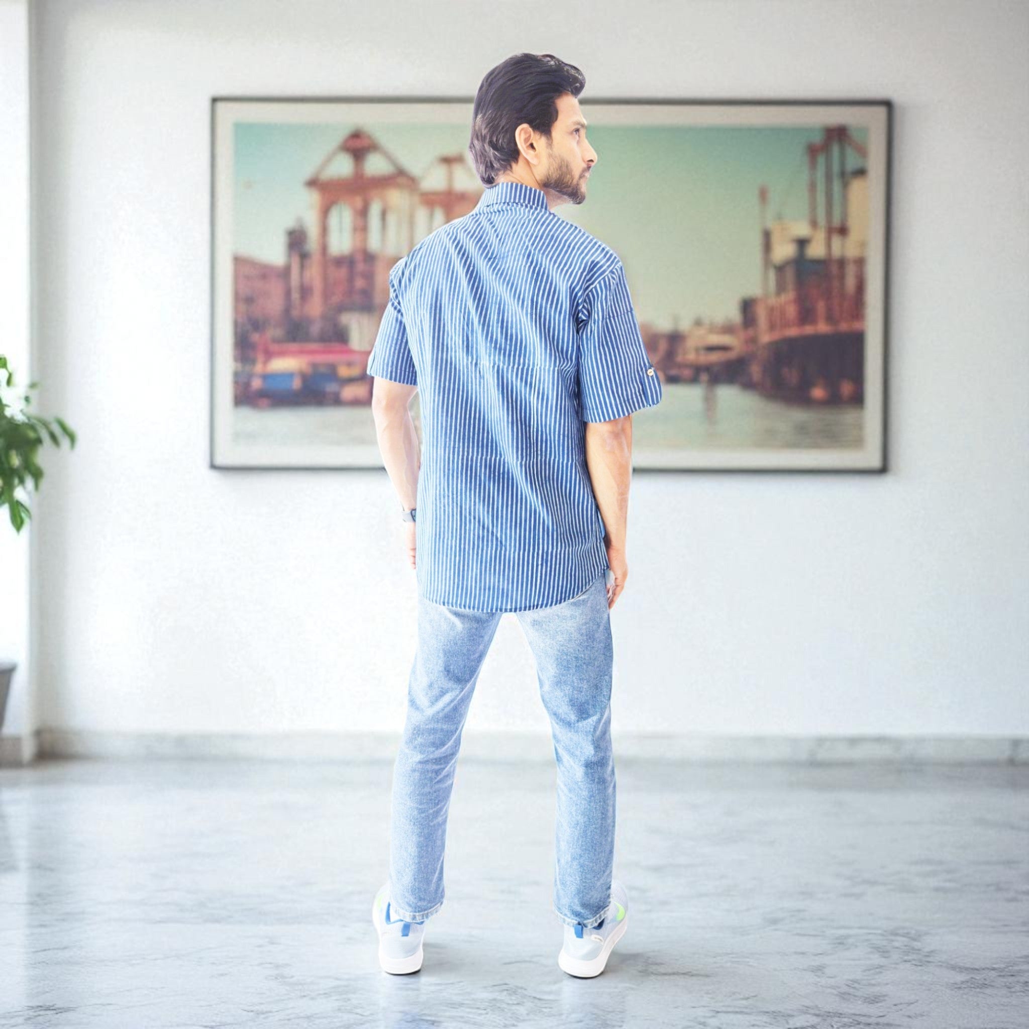 Artsy Hand Block Print Mens Shirt