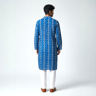 Blue Floral Handblock Cotton Kurta